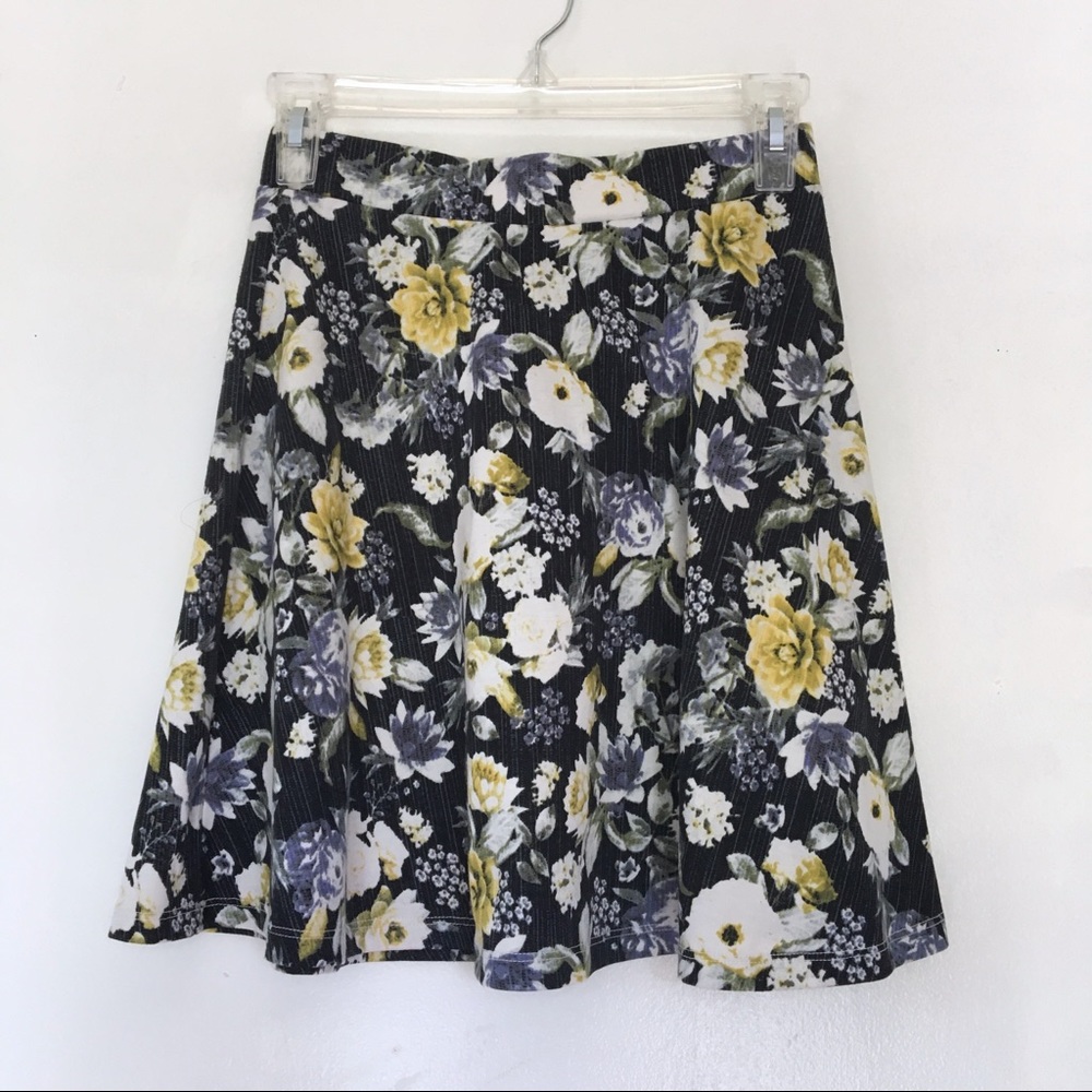 EUC Floral High-Waisted Skirt yellow white purple